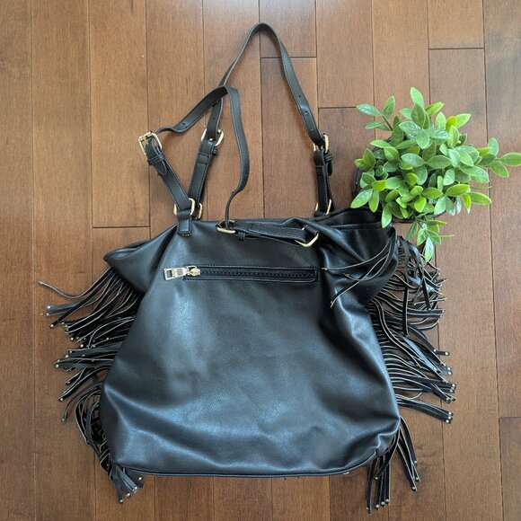 BCBG Y2K FRINGE LEATHER TOTE BAG - Picture 2 of 3